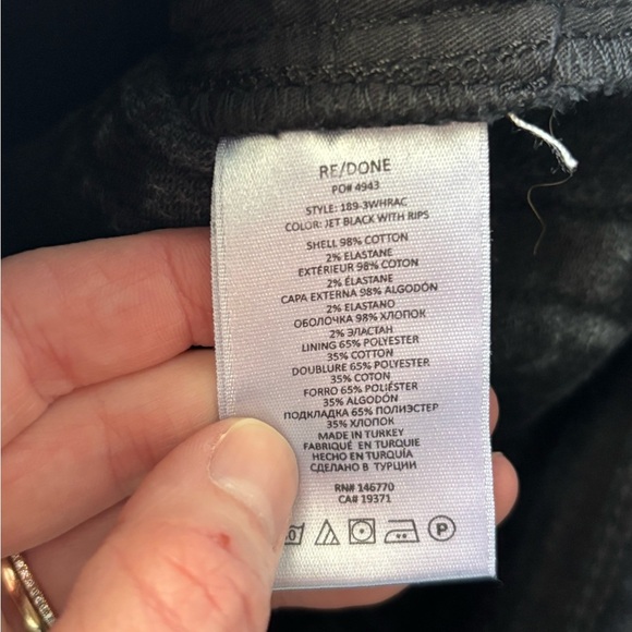 Re/Done 90'S High Rise Ankle Crop In Jet Black With Rips - Picture 7 of 8